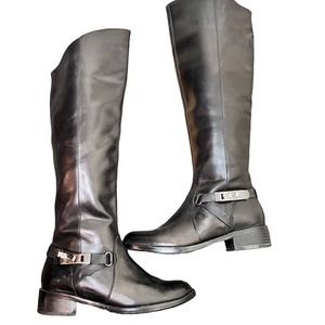 French Connection Yolanda Tall Riding Boots 7.5 Knee High Leather Equestrian